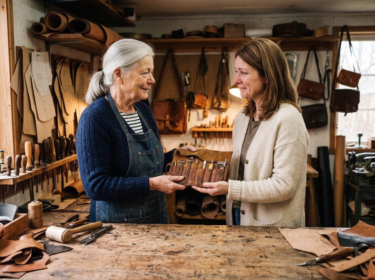 Mary handing her tools to Mae